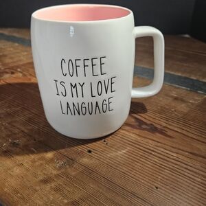 White Ceramic Coffee Mug with Pink Interior - Coffee Is My Love Language